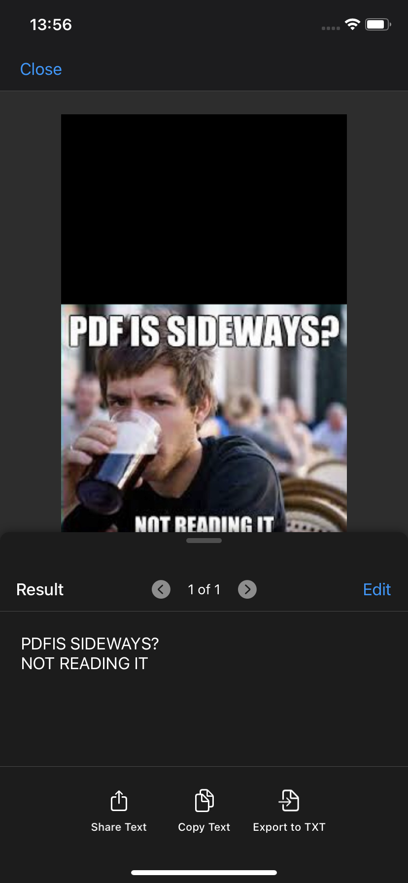 PDF Extra iOS: editing extracted text