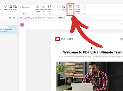 Saving an email as PDF on the web version of Outlook - step 2