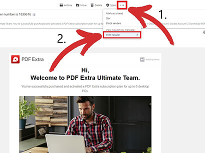 Saving an email as PDF on the web version of Yahoo Mail - step 2