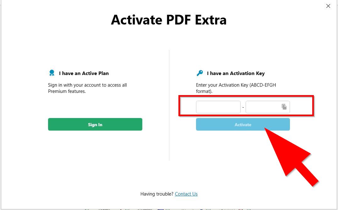 activate PDF Extra with a key Windows 3