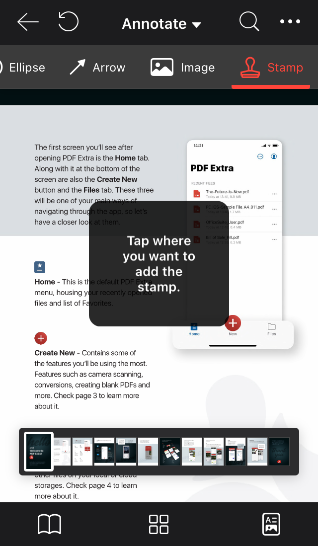 add a stamp to PDF Extra file iOS 5