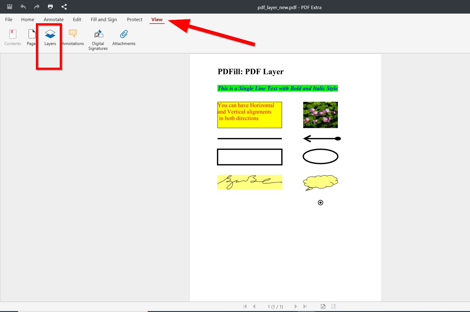 show or hide layers PDF Extra Windows 1