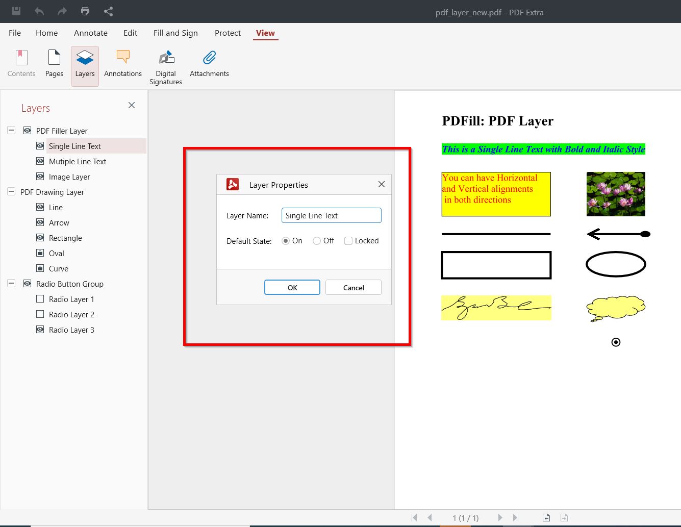 show or hide layers PDF Extra Windows 4