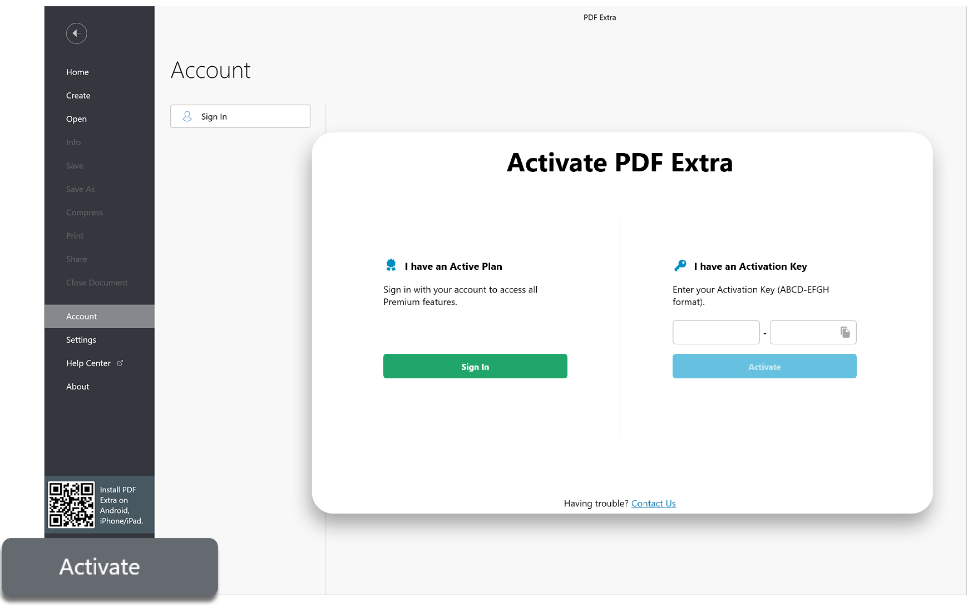 PDF Extra Manual Activation